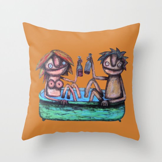 In the bath Throw Pillow
