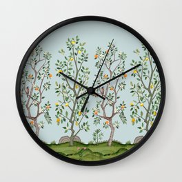 Chinoiserie Citrus Grove Mural Multicolor Wall Clock