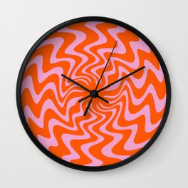 70s Retro Pink Orange Abstract Wall Clock