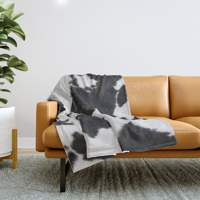 Black And White Howdy Cowhide (xii 2021) Throw Blanket