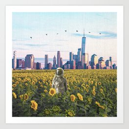 Astronaut in the Field-New York City Skyline Art Print