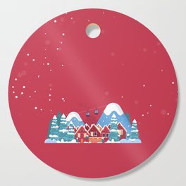 Merry Christmas Background With Winter holidays in the mountains concept banner. Cutting Board