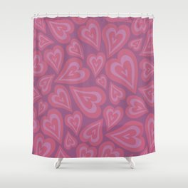 Retro Swirl Love - Pink purple  Shower Curtain