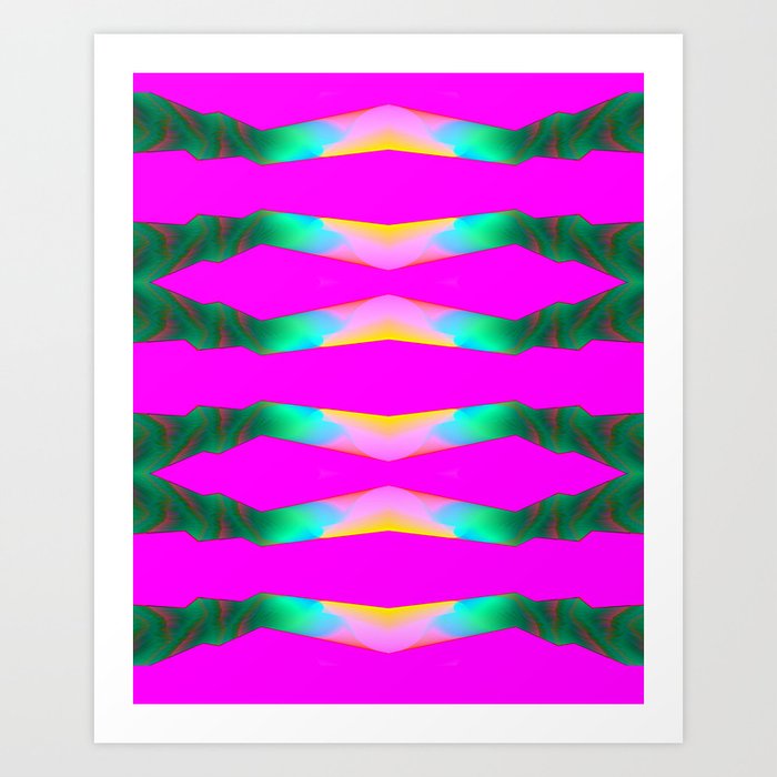 Neon Pink Disco Waves Art Print