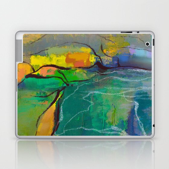 Abstract Landscape Painting Spring Green Laptop & iPad Skin