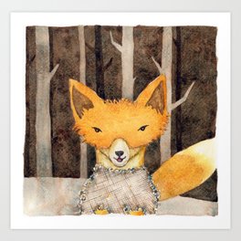 Fox in the woods Art Print