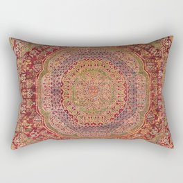 Bohemian Medallion III // 15th Century Old Distressed Red Green Purple Lavender Ornate Rug Pattern Rectangular Pillow