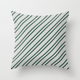 [ Thumbnail: Light Grey, Sea Green, and Black Colored Pattern of Stripes Throw Pillow ]