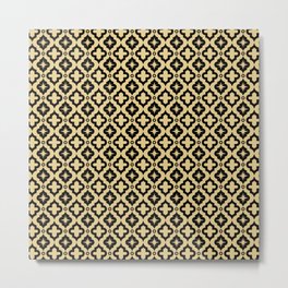 Tan and Black Ornamental Arabic Pattern Metal Print