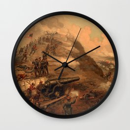 Civil War Capture of Fort Fisher by J.O. Davidson Wall Clock | Seige, Historic, Painting, War, Troops, Antique, Old, Fort, Battle, Military 