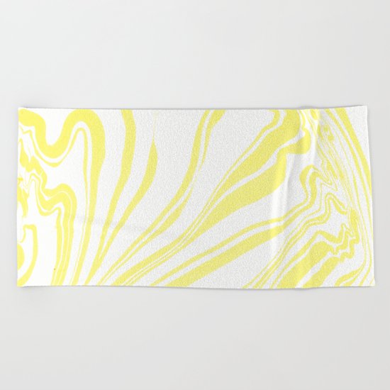 Yellow Marble Ink Watercolor Beach Towel