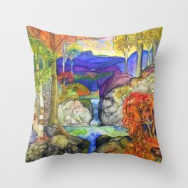 Autumn Landscape, After Tiffany Throw Pillow