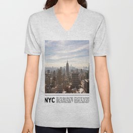 New York City Minimalism | Manhattan Skyline V Neck T Shirt