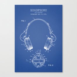 Headphones blueprint Canvas Print