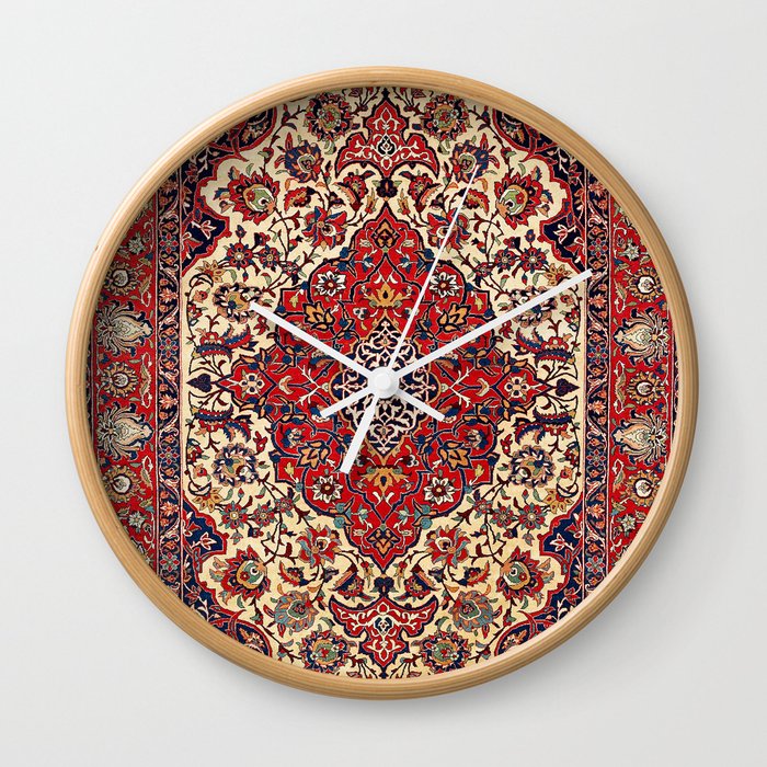 Esfahan Central Persian Rug Print Wall Clock