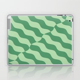 Retro Wavy Abstract Swirl Pattern in Green Laptop Skin