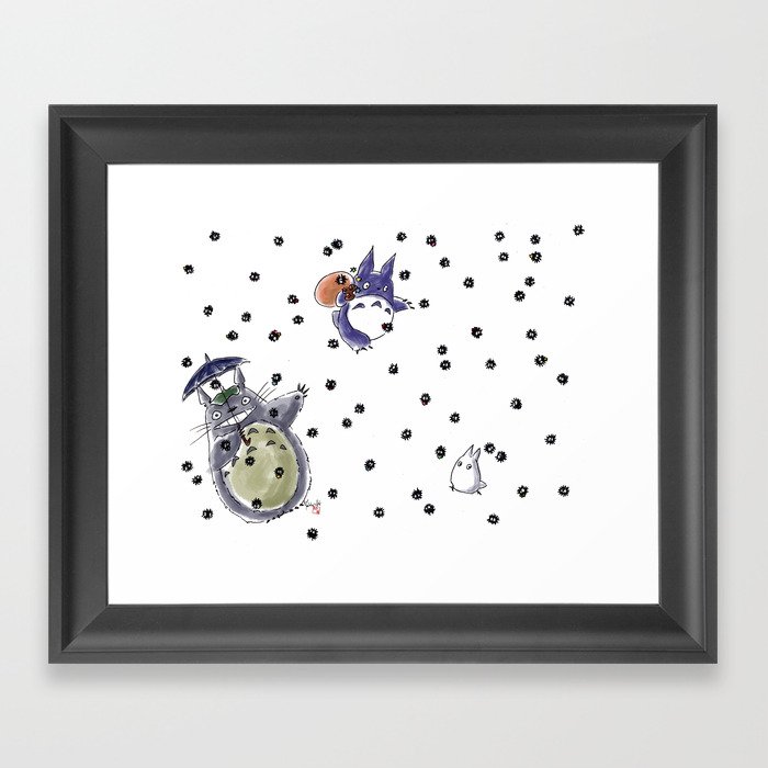 Totoro&Chibi Framed Art Print