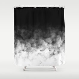 Inverted Ombre Black White Minimal H Shower Curtain