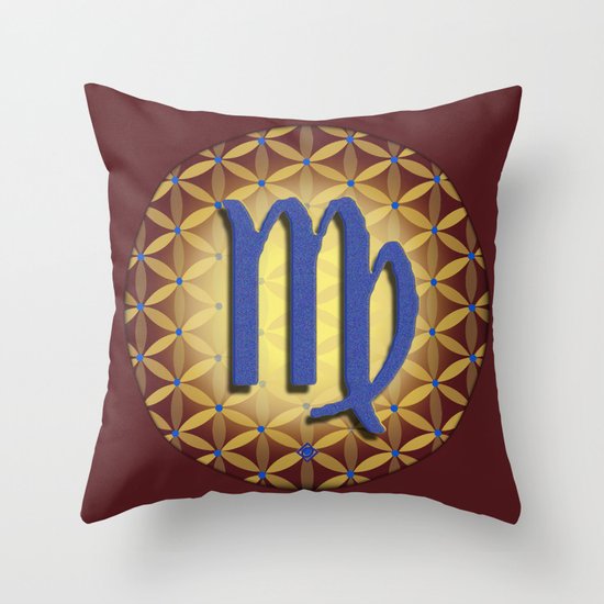 Flower of Life VIRGO Astrology Design Throw Pillow