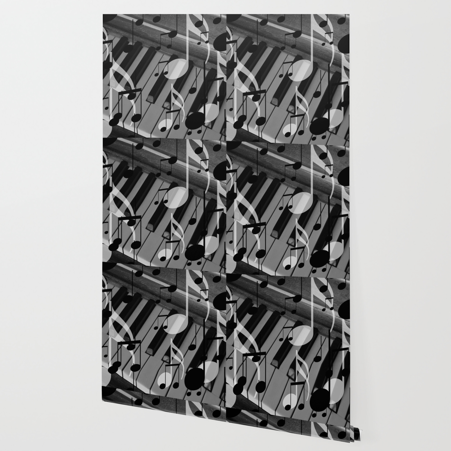 Music Notes White Black Piano Keys Wallpaper By Moveart Society6