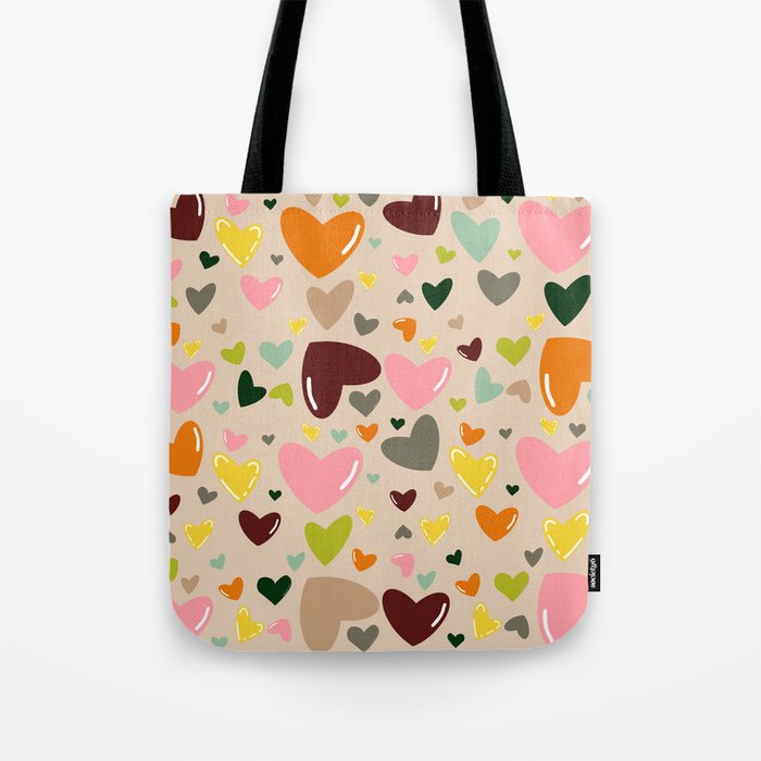 Cutie Hearts Pattern Tote Bag