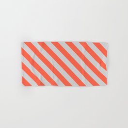 [ Thumbnail: Light Grey and Red Colored Striped/Lined Pattern Hand & Bath Towel ]