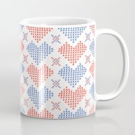 Hand Drawn Embroidery Love Heart Stitches Seamless Vector Pattern Coffee Mug