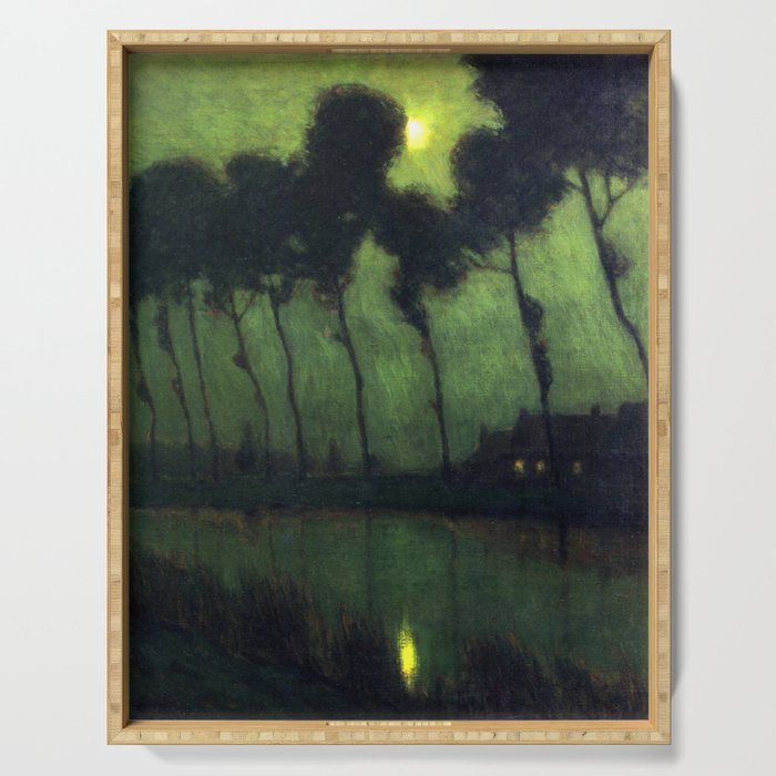  Bruges in the Moonlight - Charles Warren Eaton Serving Tray