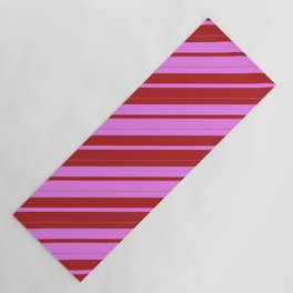 [ Thumbnail: Violet and Red Colored Striped Pattern Yoga Mat ]