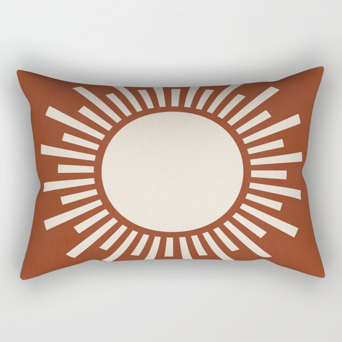 Abstract Boho Sun Minimalist Burnt-Orange Terracotta Rectangular Pillow