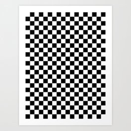 White and Black Checkerboard Art Print