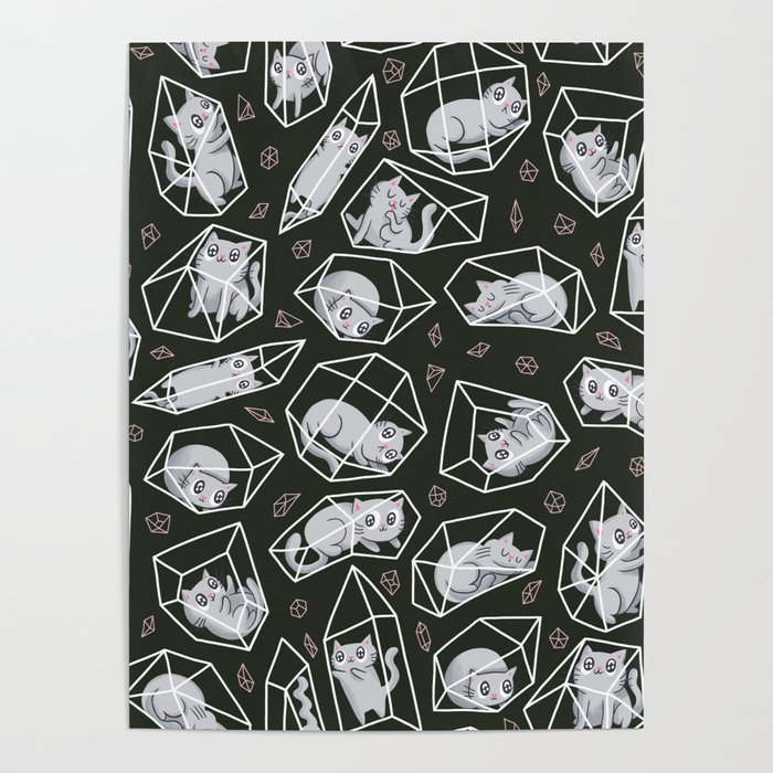 Crystal Cats - Black Poster