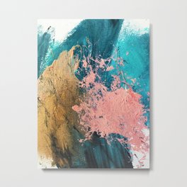 Coral Reef [1]: colorful abstract in blue, teal, gold, and pink Metal Print | Reef, Decorate, Bedroom, Gold, Pillow, Colorful, Canvas, Phone, Comforter, Pink 