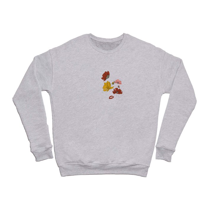 Colorful Thoughts Minimal Line Art Woman with Flowers Crewneck Sweatshirt