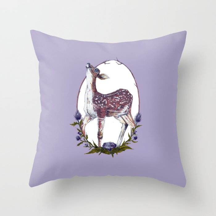 Fawn and Thistle Throw Pillow