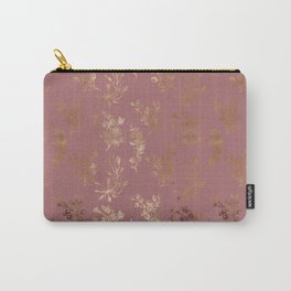 Mauve pink faux gold wildflowers illustration Carry-All Pouch