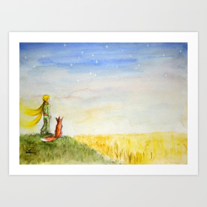 Little Prince, Fox and Wheat Fields Art Print