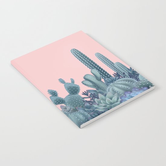 Milagritos Cacti on Rose Quartz Background Notebook