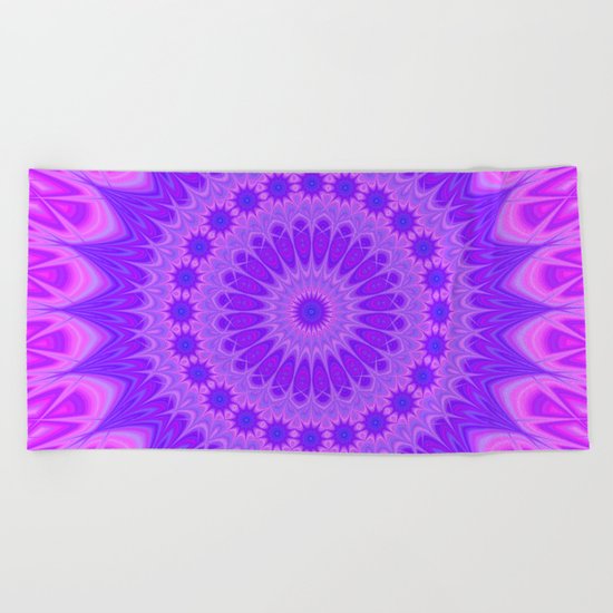 Cold flame mandala Beach Towel