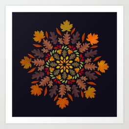 Autumn Leaf Mandala Art Print