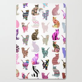 Girly Whimsical Cats aztec floral stripes pattern Cutting Board
