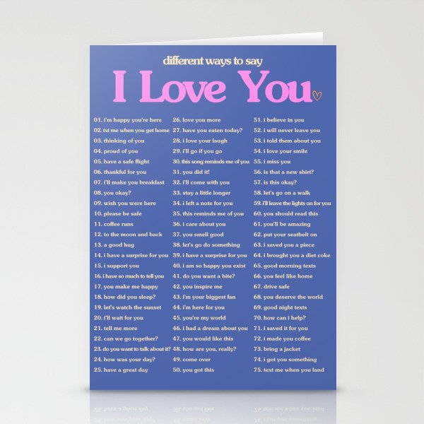 Ways to Say I Love You Stationery Cards