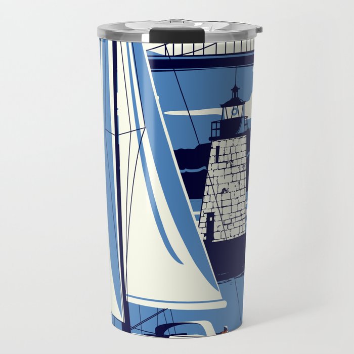 Newport Rhode Island Sailboat Lighthouse Retro Vintage nautical  Travel Mug
