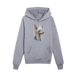 Chinese Crested Watercolor Art Kids Pullover Hoodies