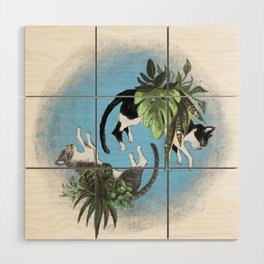 Houseplant Cats Wood Wall Art
