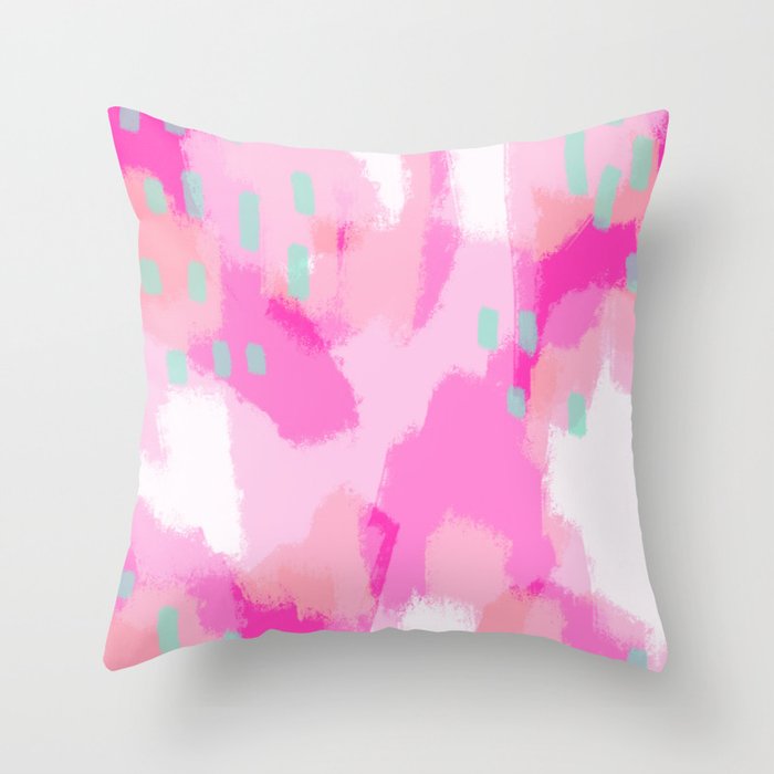 amelia - Pink Abstract Digital Painting Throw Pillow