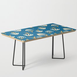 Modern Retro Loose Floral Pattern Royal Blue and Gold Coffee Table