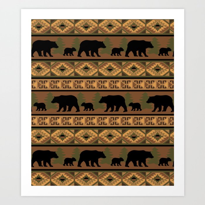 Black Bear and Cub Art Print