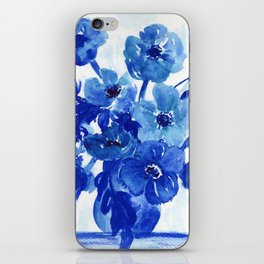blue stillife iPhone Skin | Flowers, Anemones, Flower, Watercolor, Cool, Pop Art, Poppies, Stillife, Bouquet, Illustration 