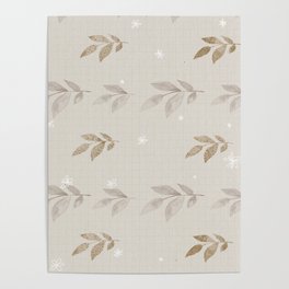 Gold Watercolor Leaf Print Poster
